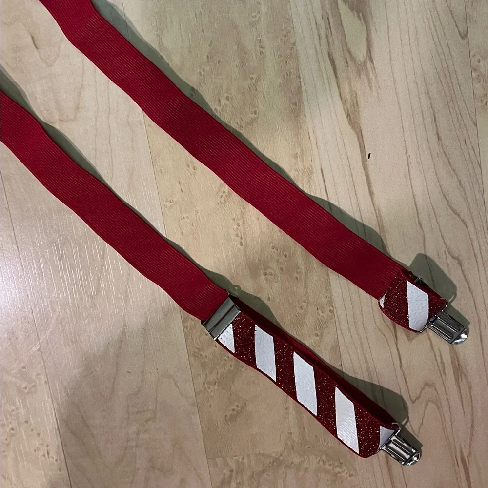 Red Candy Cane Striped Suspenders, pre-loved